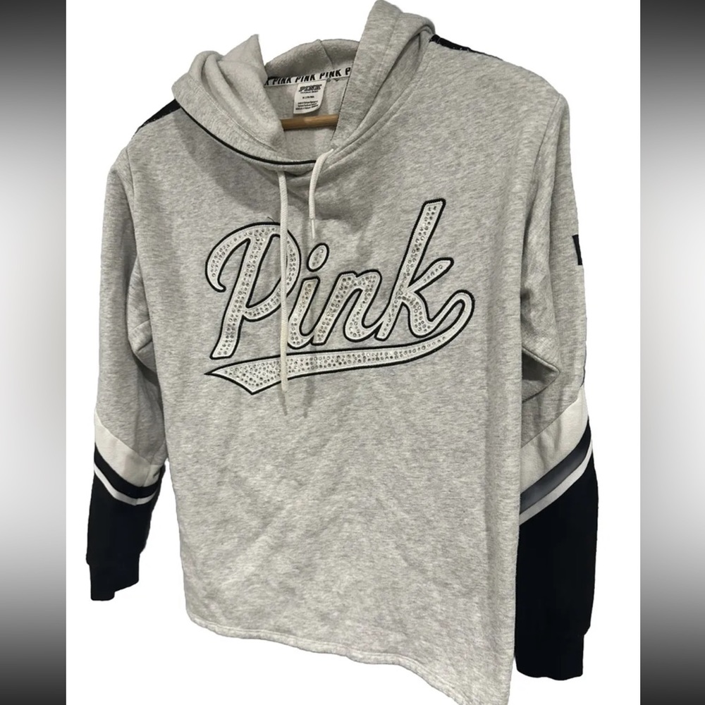 Victoria’s Secret PINK Logo Gray Hoodie Sweatshirt Size medium
